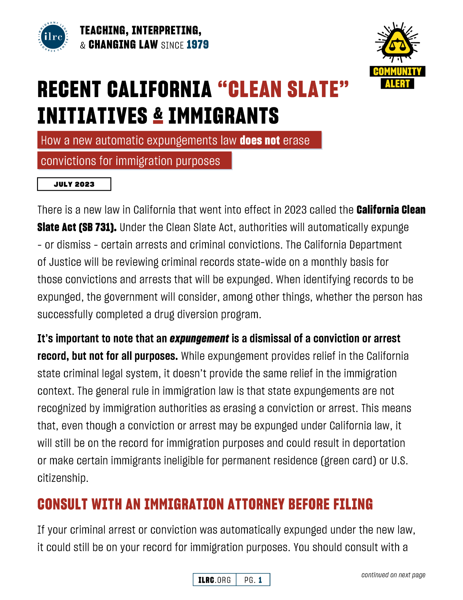 Recent California “Clean Slate” Initiatives &amp; Immigrants | Immigrant ...